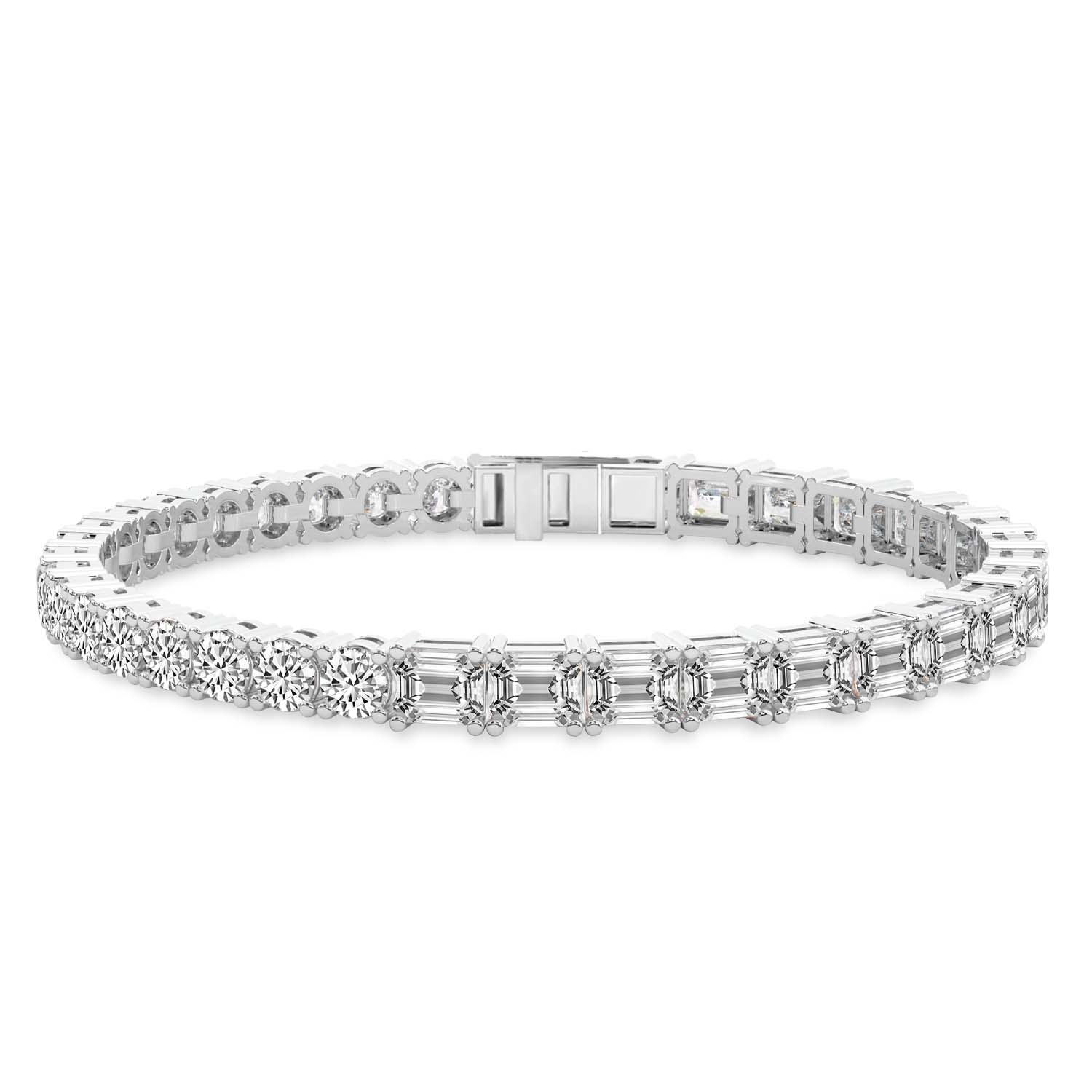 Clemencia Emerald and Round Lab Diamond Tennis Bracelet