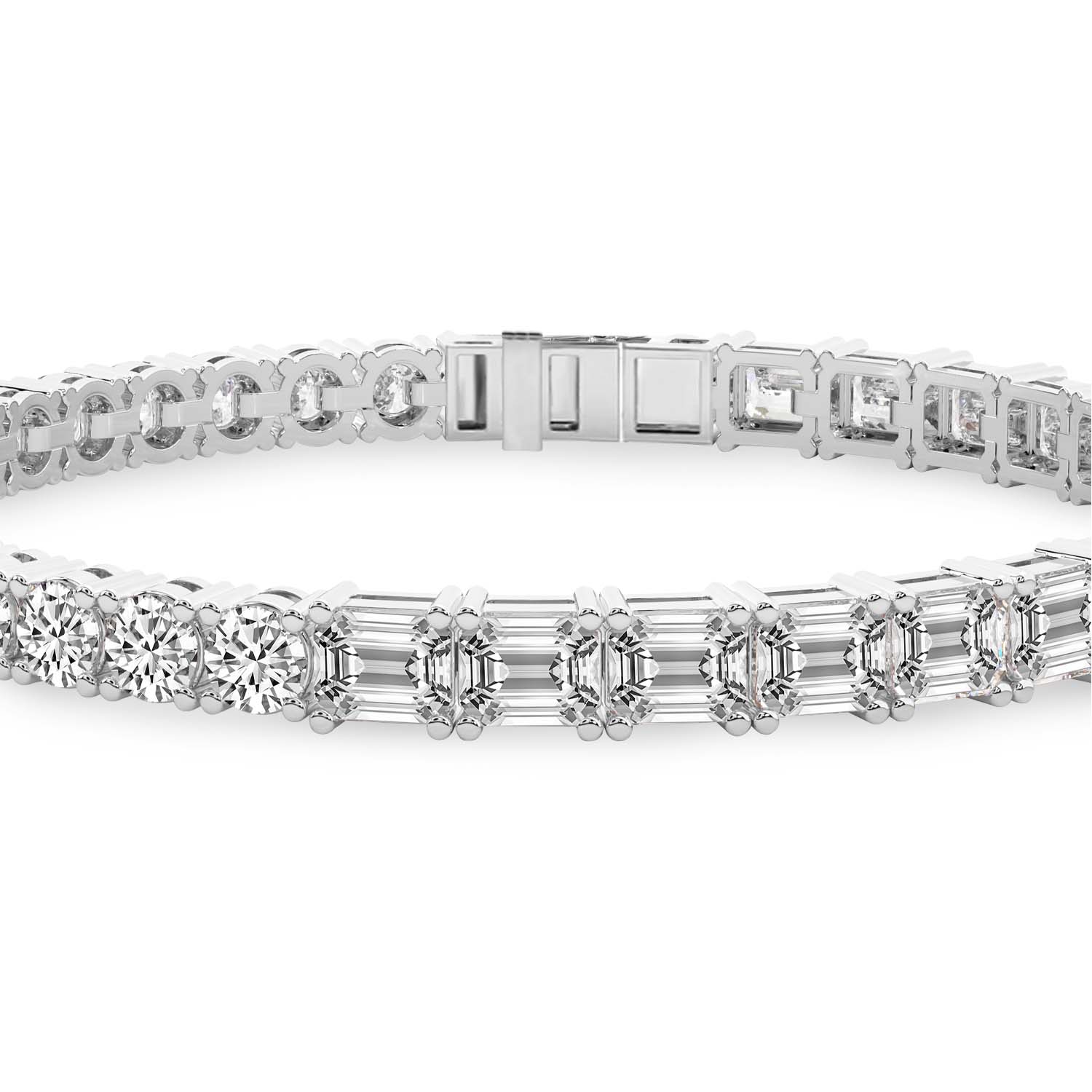 Clemencia Emerald and Round Lab Diamond Tennis Bracelet