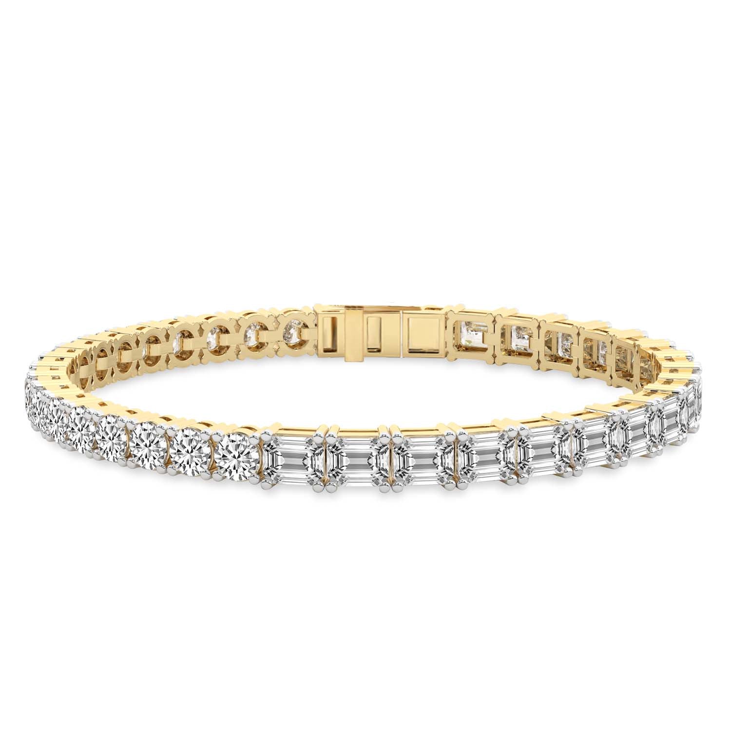 Clemencia Emerald and Round Lab Diamond Tennis Bracelet