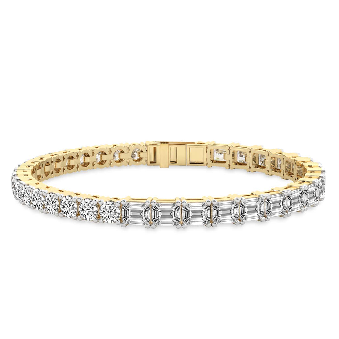 Clemencia Emerald and Round Lab Diamond Tennis Bracelet