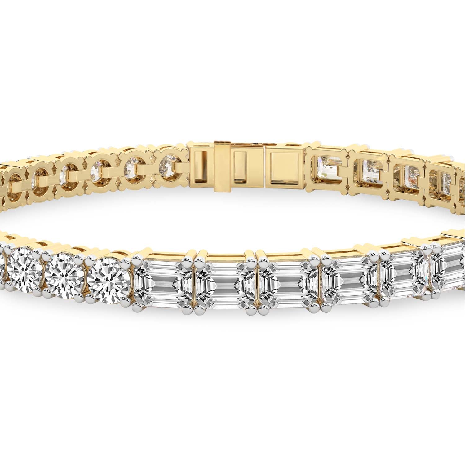 Clemencia Emerald and Round Lab Diamond Tennis Bracelet