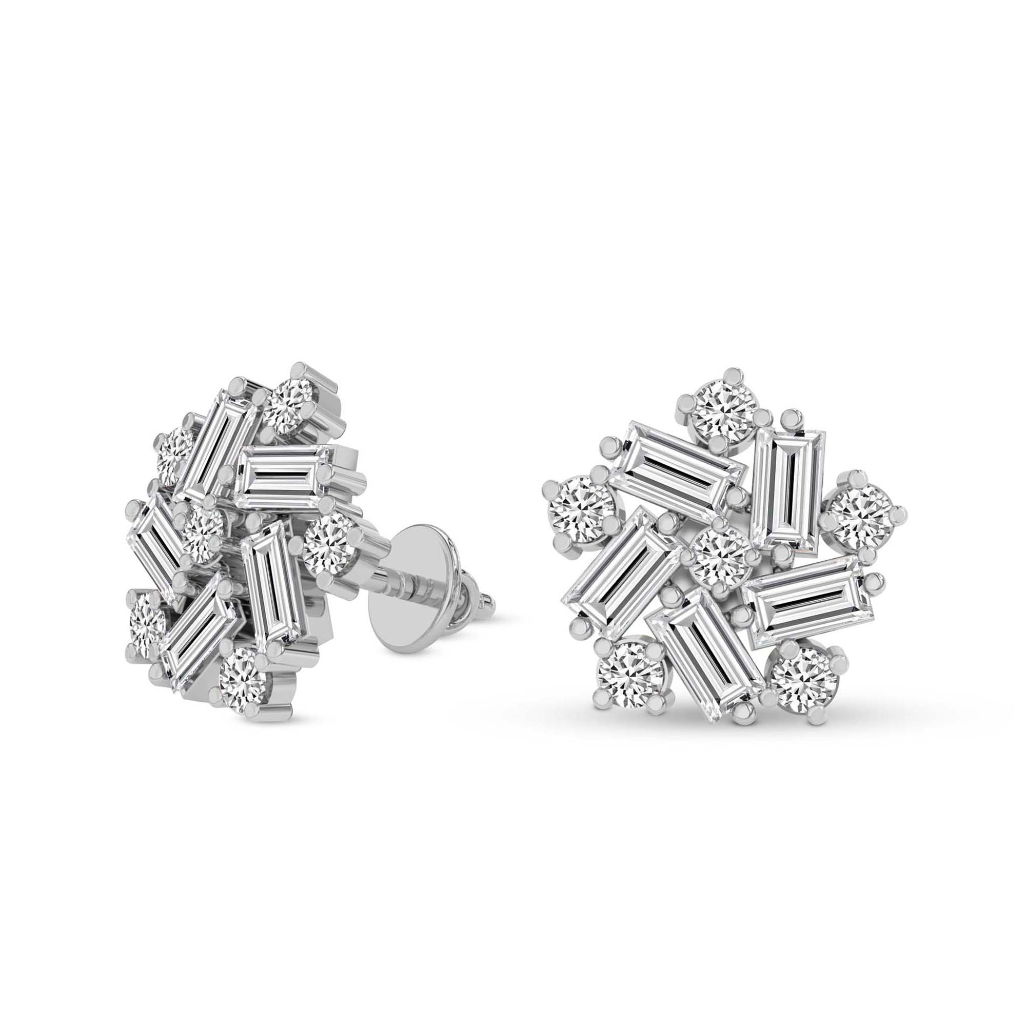 Peony Flower Fashion Lab Diamond Stud Earrings