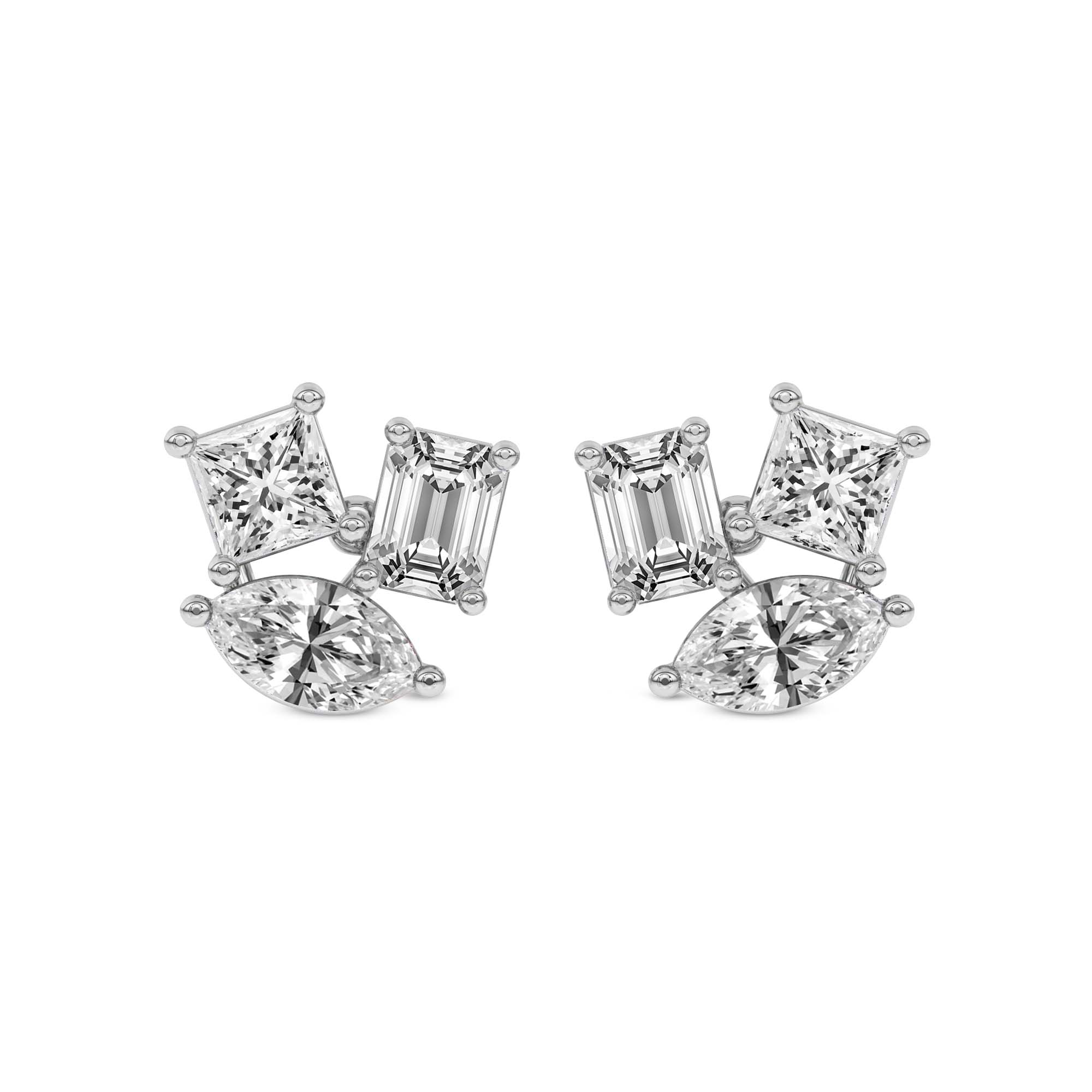 Trillium Flower Fashion Lab Diamond Stud Earrings