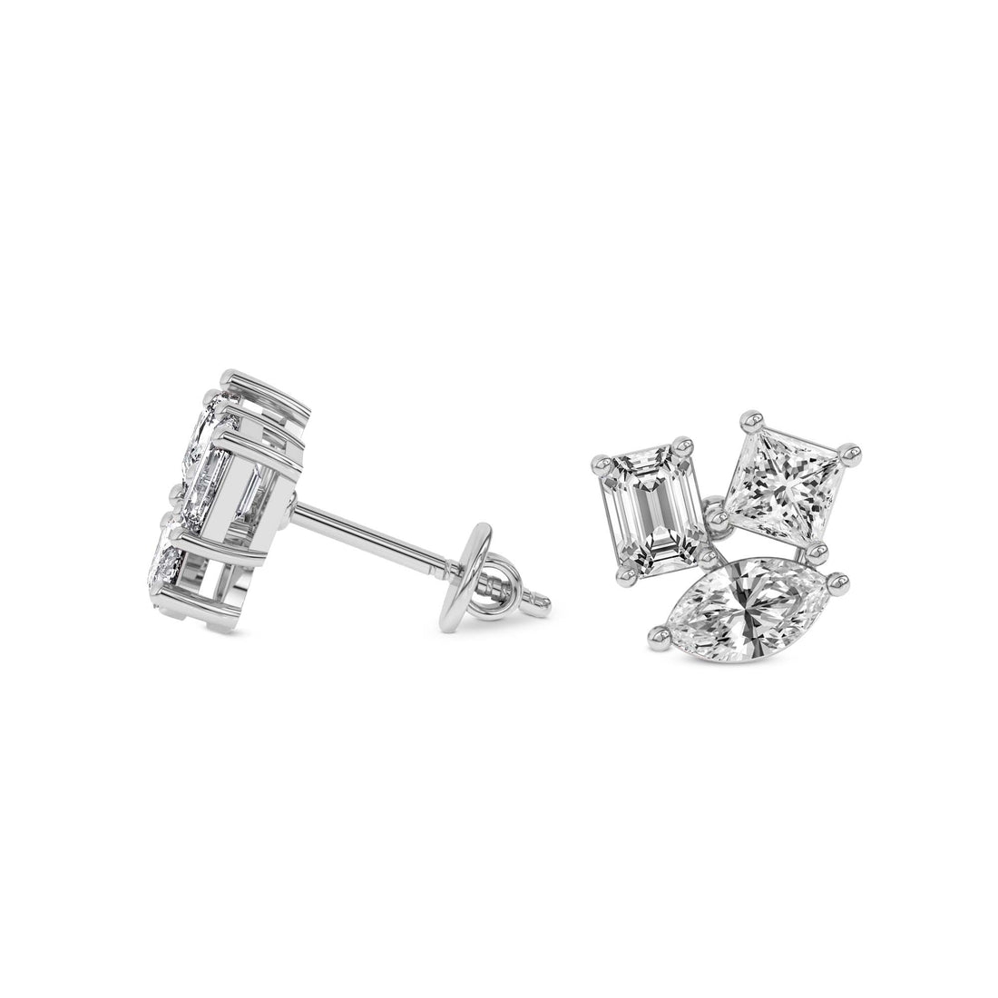 Trillium Flower Fashion Lab Diamond Stud Earrings