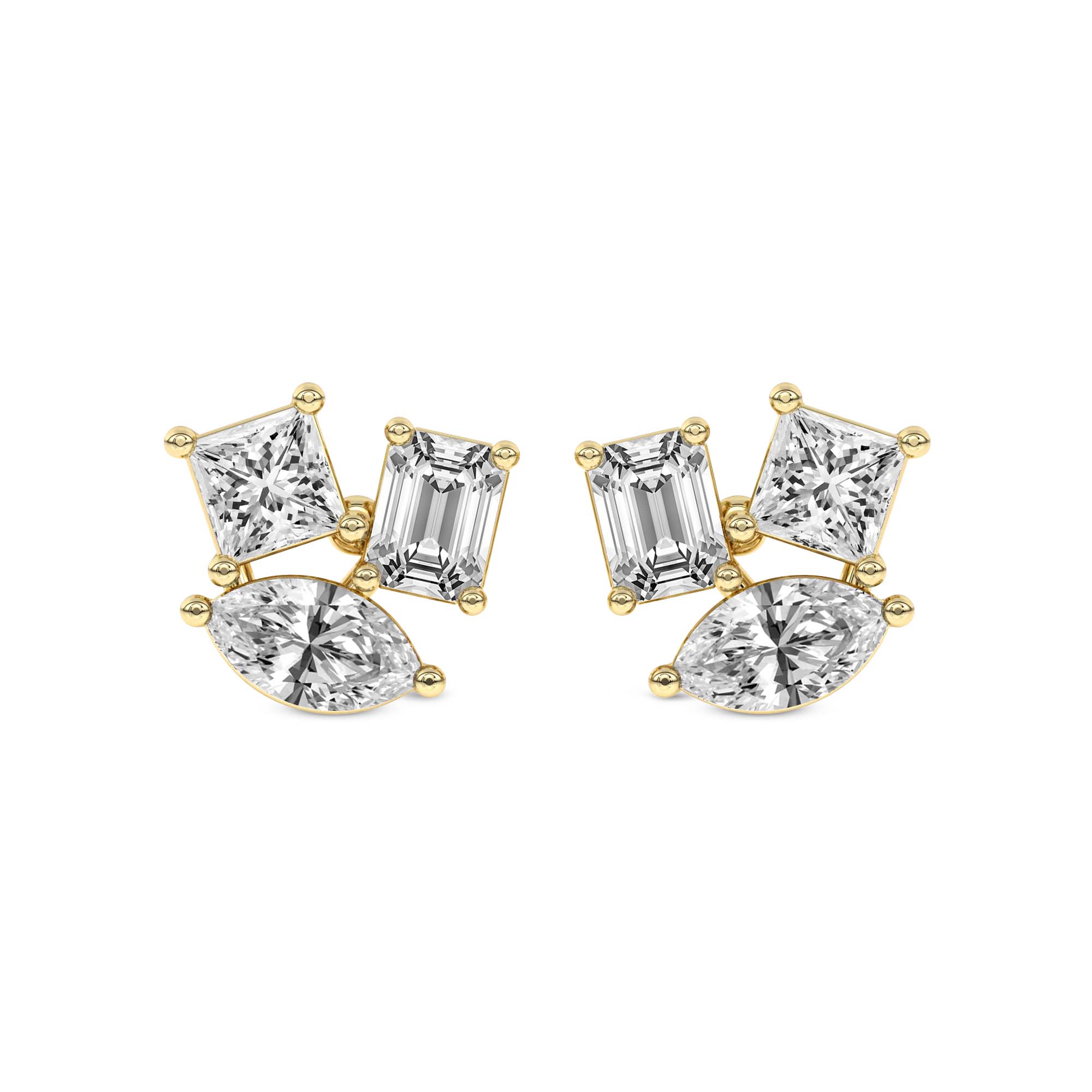 Trillium Flower Fashion Lab Diamond Stud Earrings