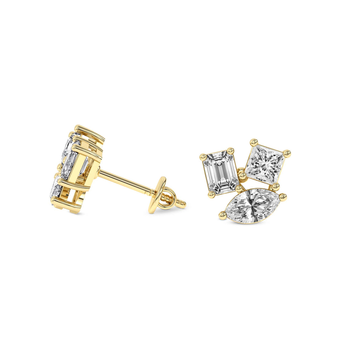 Trillium Flower Fashion Lab Diamond Stud Earrings