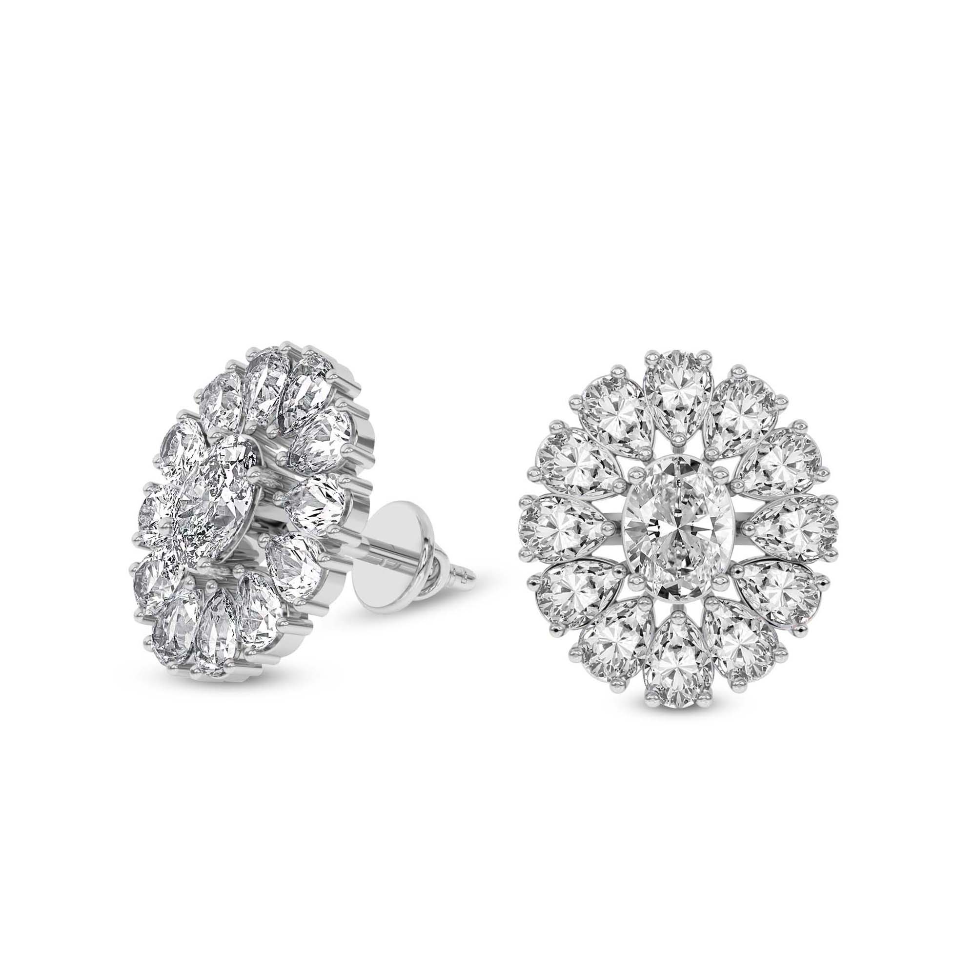 Dahlia Flower Fashion Lab Diamond Stud Earrings