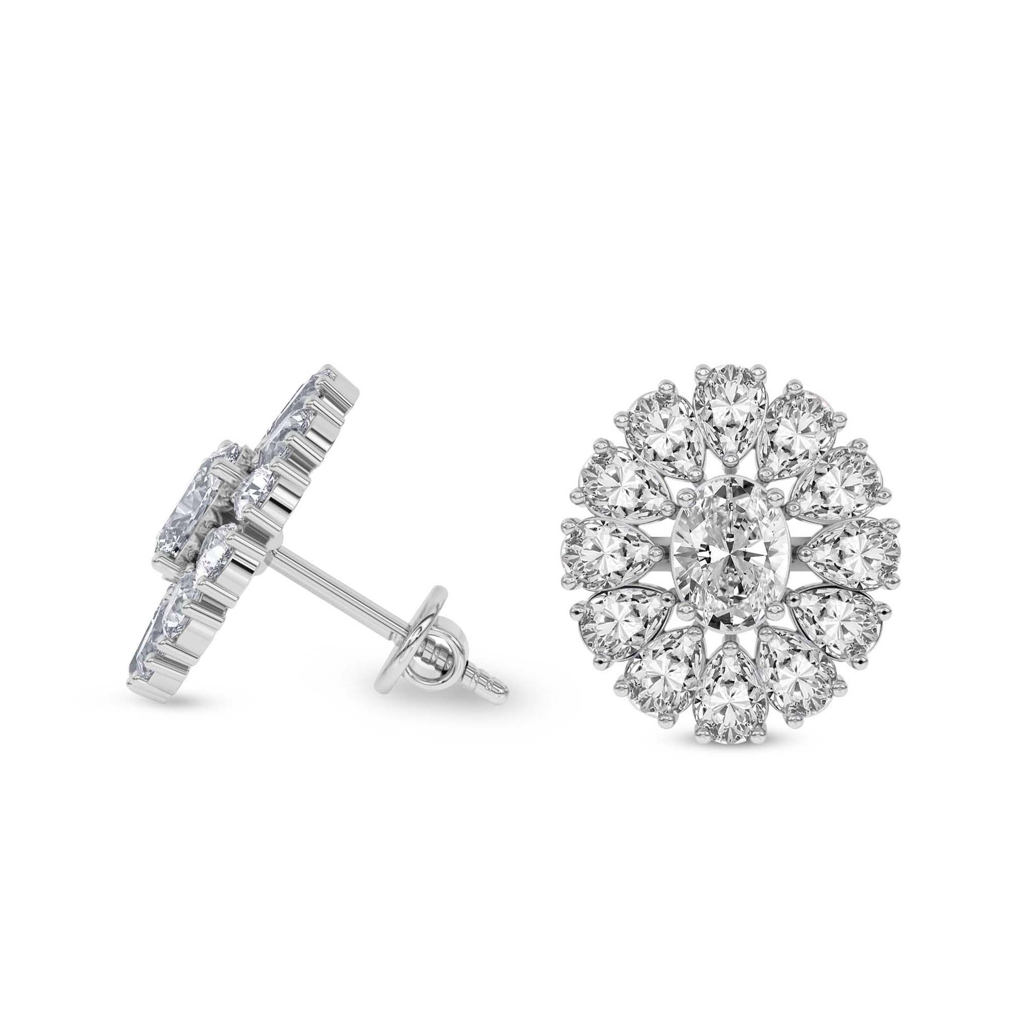 Dahlia Flower Fashion Lab Diamond Stud Earrings
