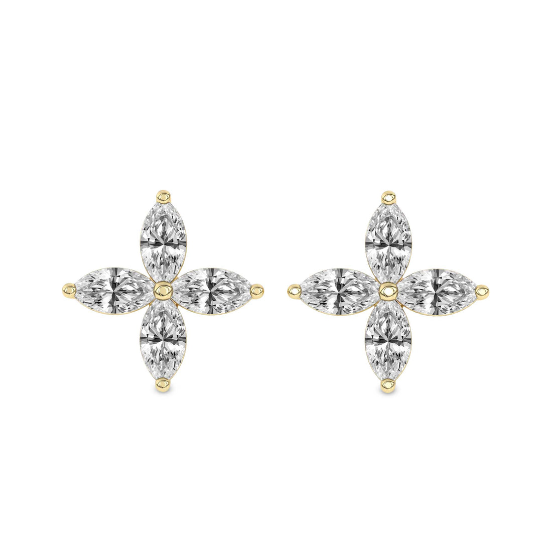 Charmed Clover Flower Fashion Lab Diamond Stud Earrings