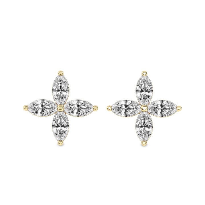 Charmed Clover Flower Fashion Lab Diamond Stud Earrings