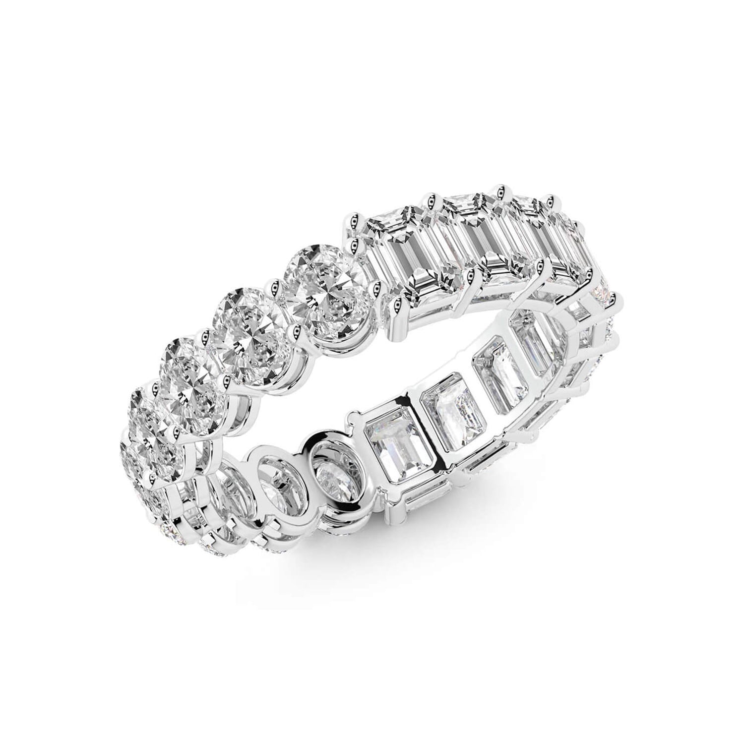 Jayla Emerald & Oval Lab Diamond Eternity Ring (3 Ct. Tw.)