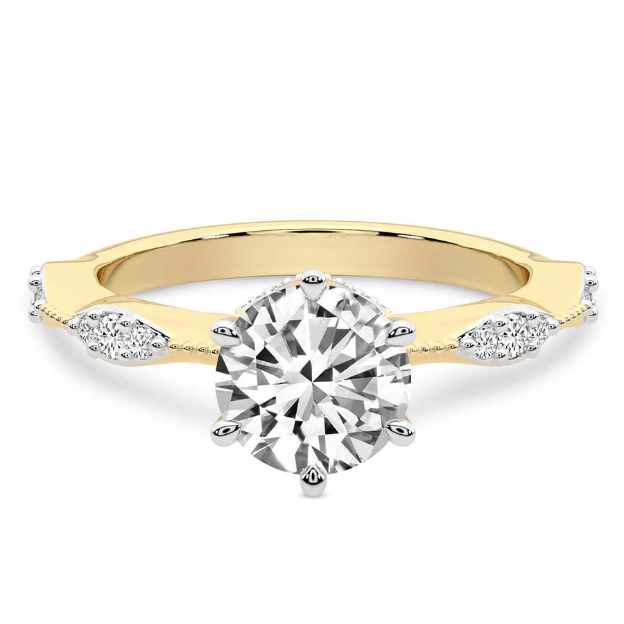 Theodora Six Prong Side Stone Lab Diamond Ring