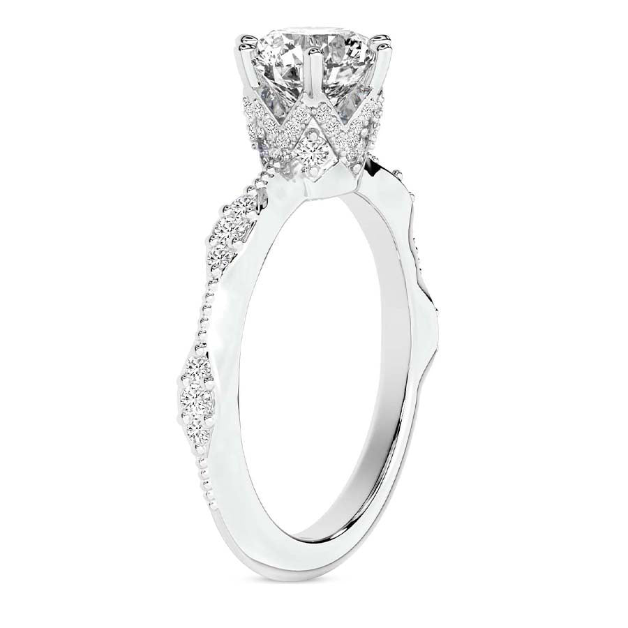 Theodora Six Prong Side Stone Lab Diamond Ring