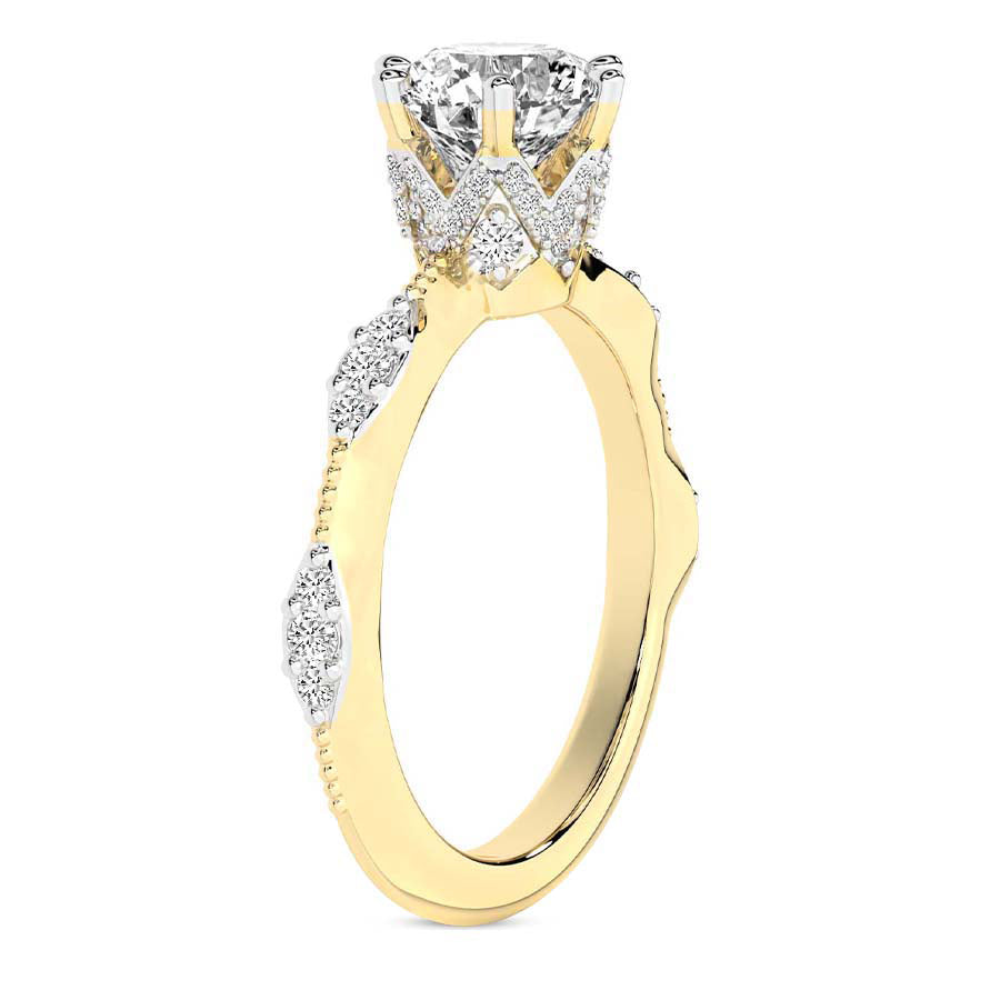 Theodora Six Prong Side Stone Lab Diamond Ring