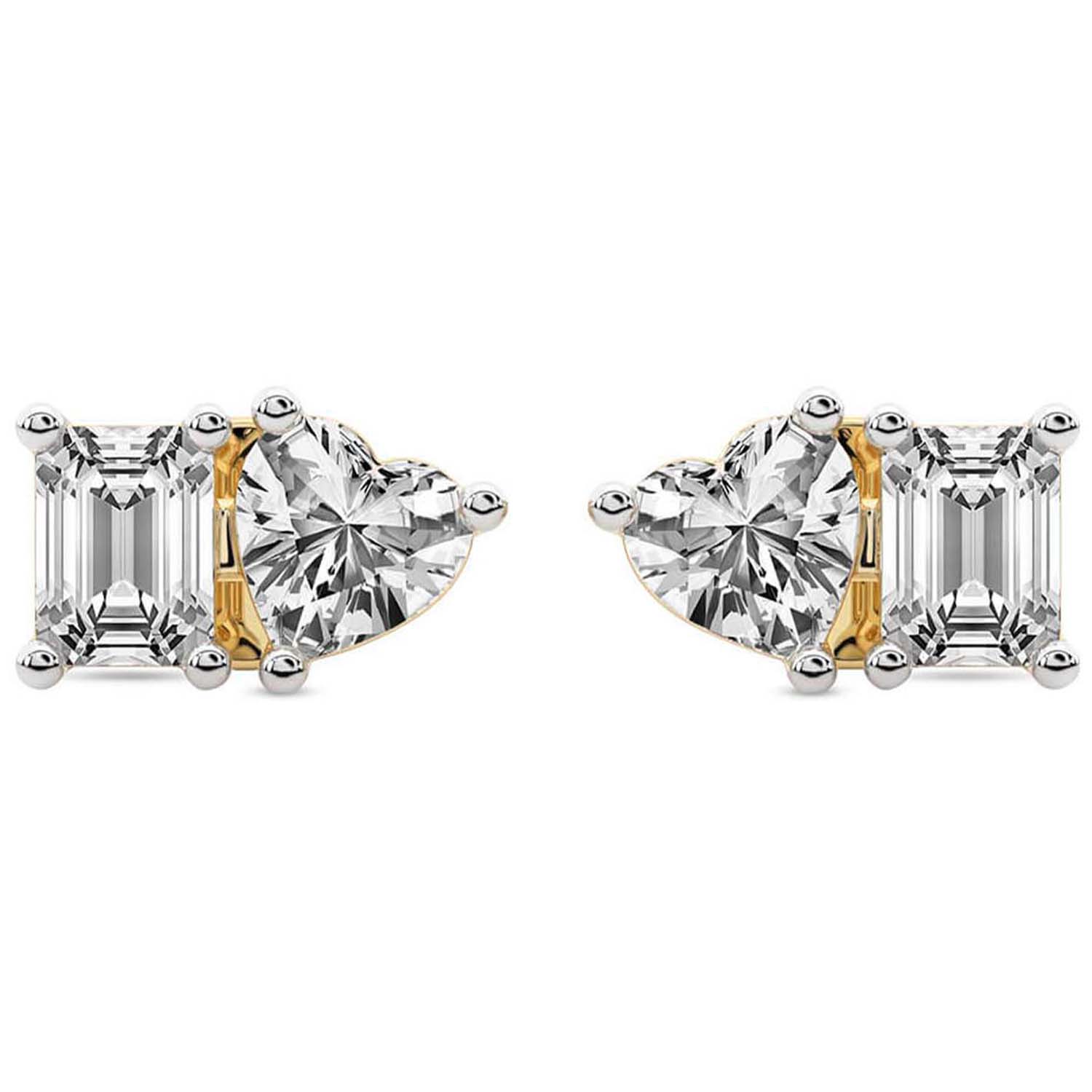 Divine Double Flame Lab Diamond Stud Earrings