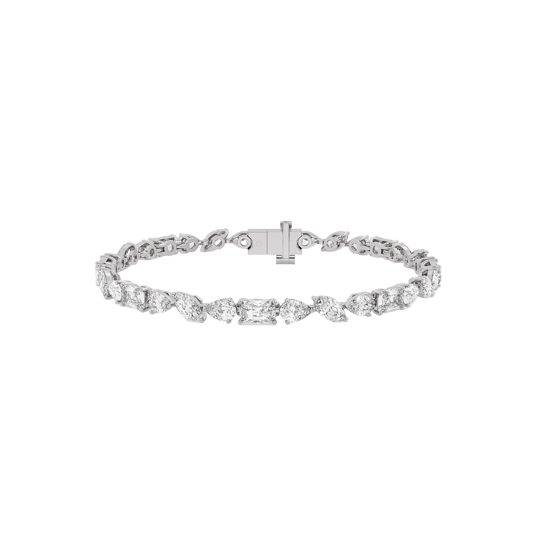 Fancy Multi Shape Lab Grown Diamond Tennis Bracelet in 18K White Gold