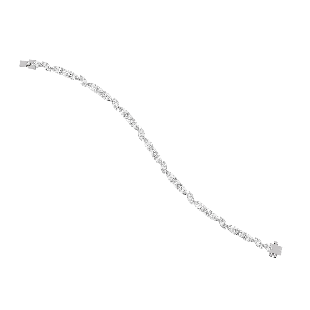 Fancy Multi Shape Lab Grown Diamond Tennis Bracelet in 18K White Gold