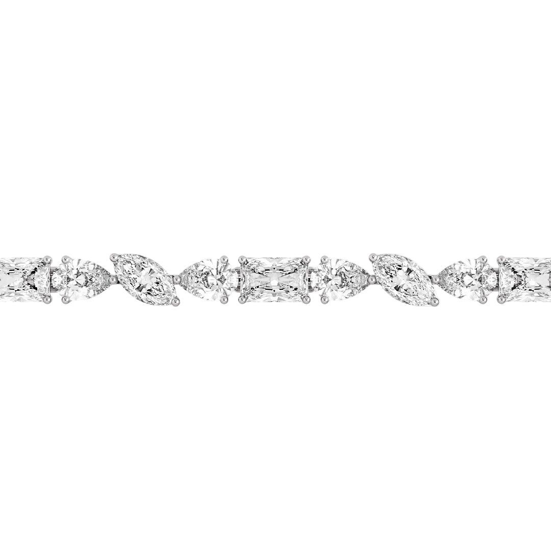 Fancy Multi Shape Lab Grown Diamond Tennis Bracelet in 18K White Gold