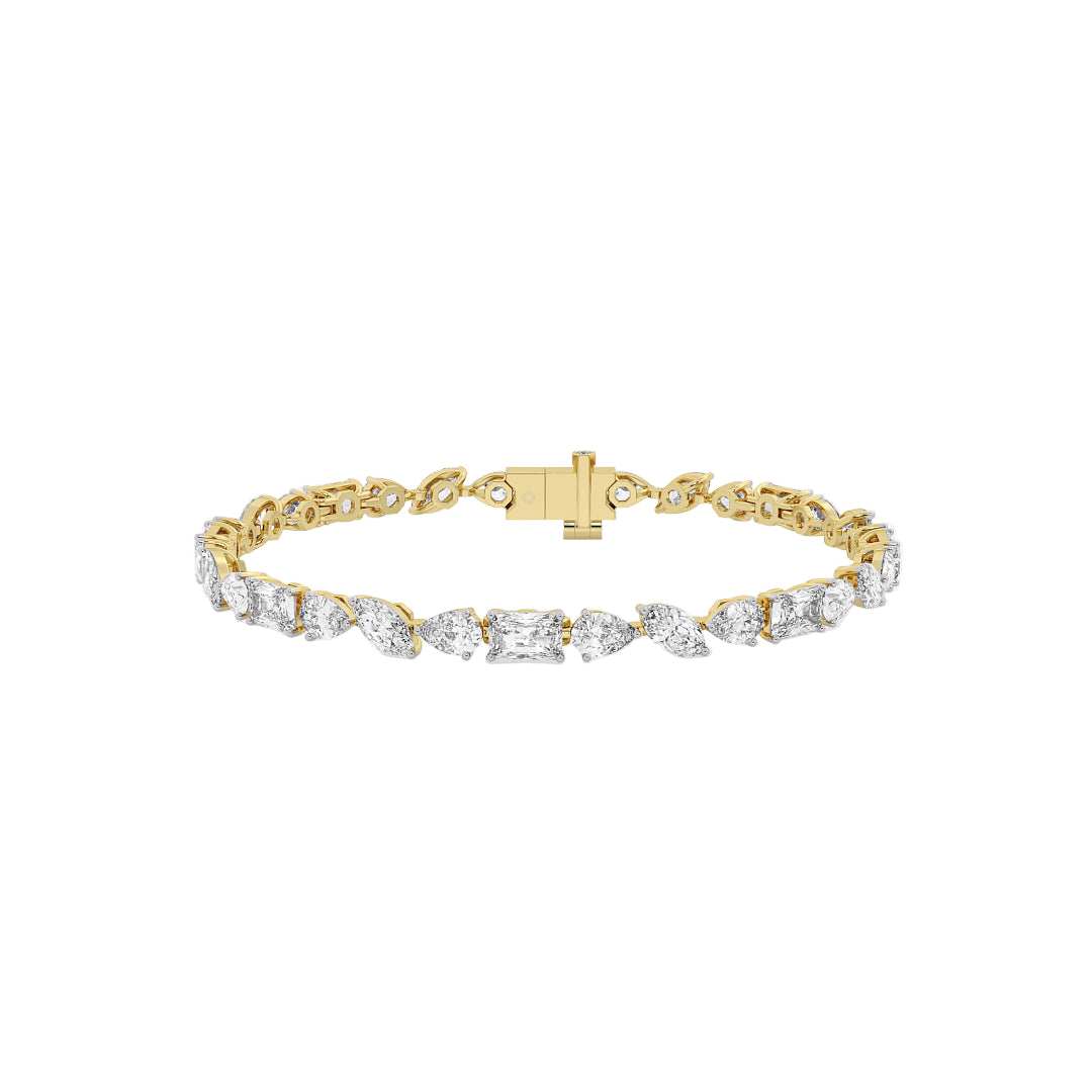 Fancy Multi Shape Lab Grown Diamond Tennis Bracelet in 18K White Gold