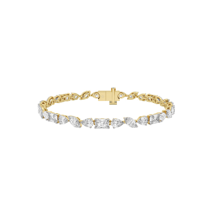 Fancy Multi Shape Lab Grown Diamond Tennis Bracelet in 18K White Gold