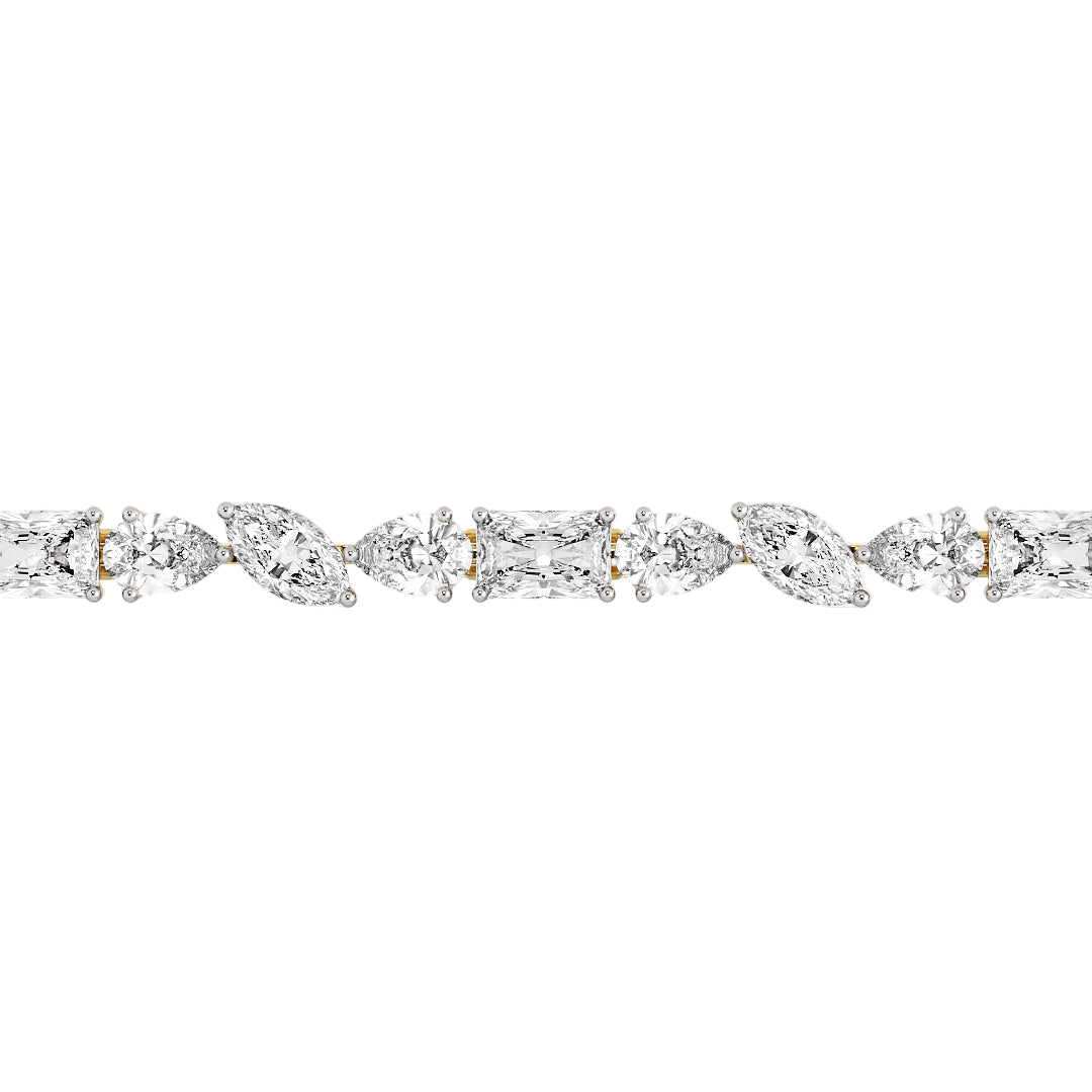 Fancy Multi Shape Lab Grown Diamond Tennis Bracelet in 18K White Gold
