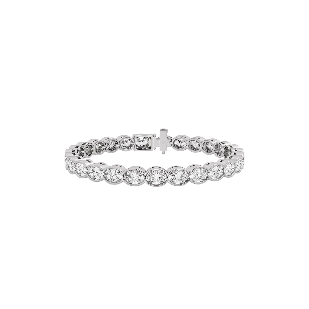 Classic Bezel Oval Cut Lab Grown Diamond Tennis Bracelet