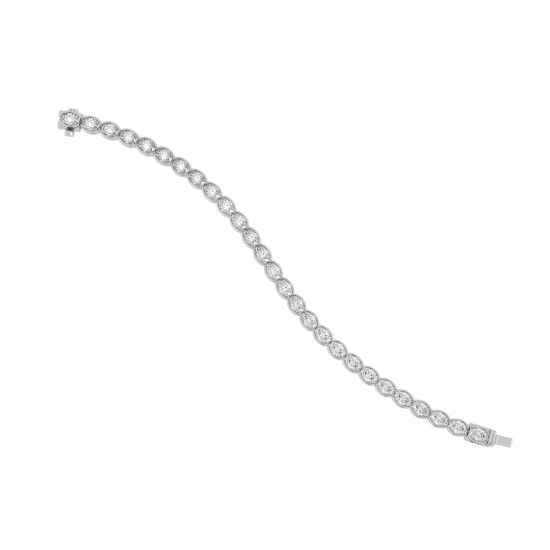 Classic Bezel Oval Cut Lab Grown Diamond Tennis Bracelet