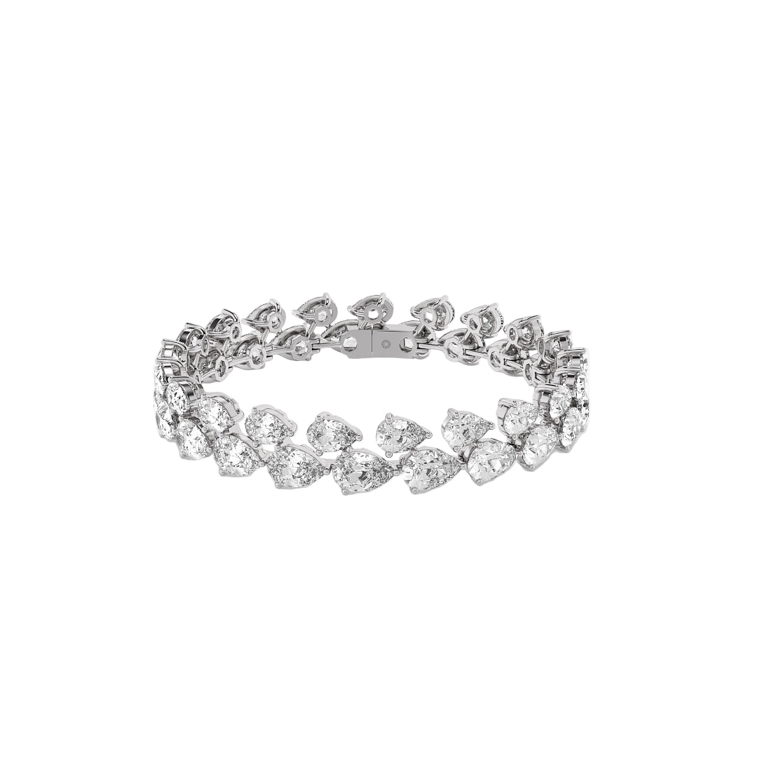Classic Pear Lab Grown Diamond Tennis Bracelet in 18K White Gold
