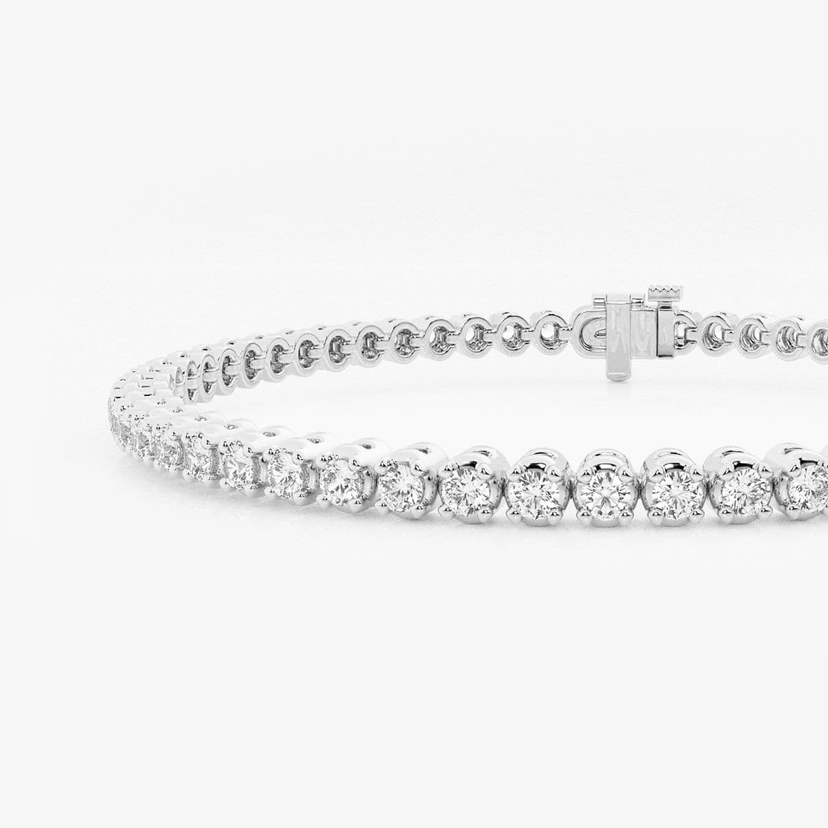 3-inch Round, lab-grown diamond, four-prong tennis bracelet