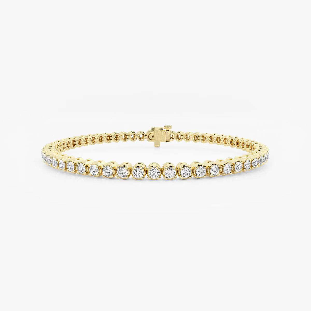 3-inch Round, lab-grown diamond, four-prong tennis bracelet