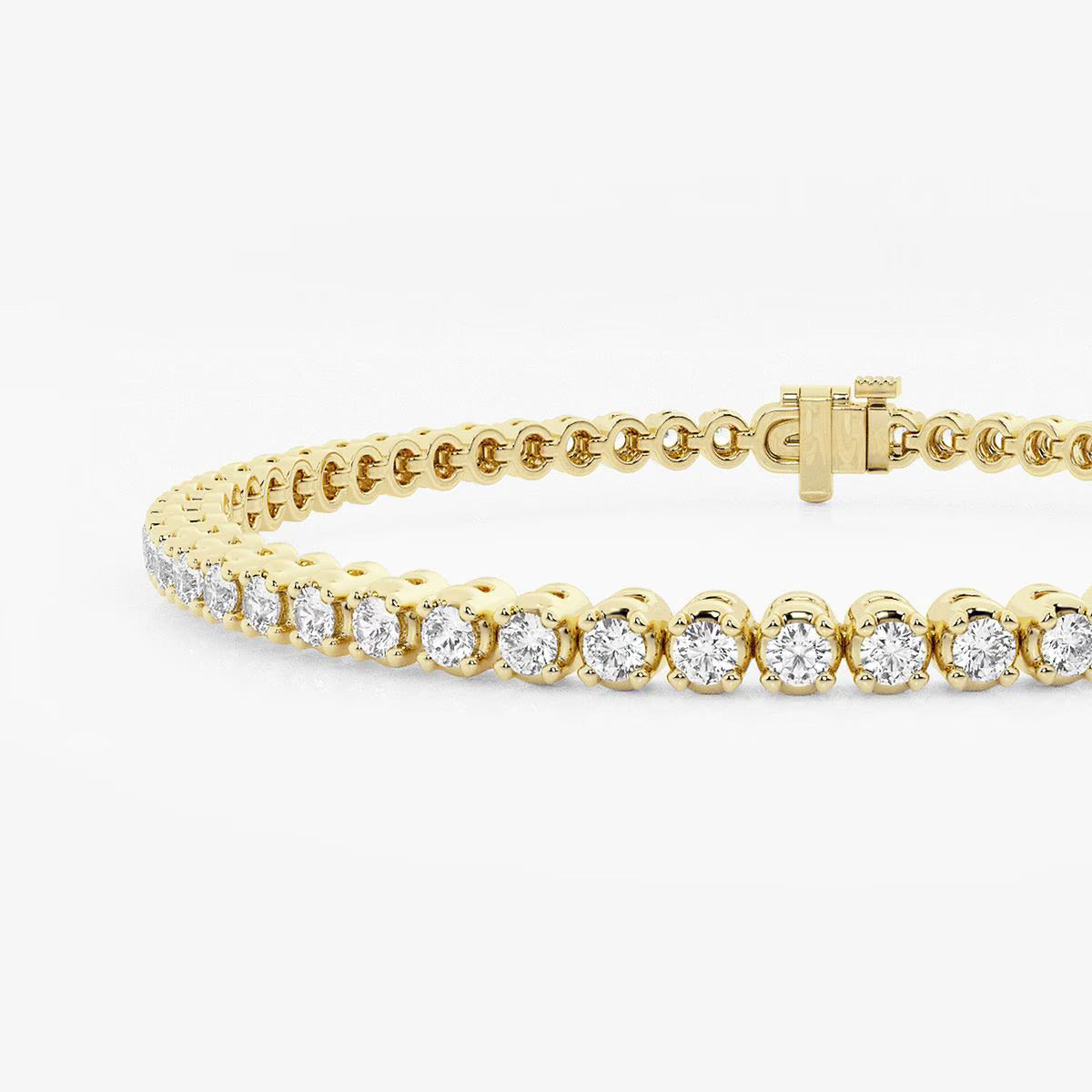 3-inch Round, lab-grown diamond, four-prong tennis bracelet