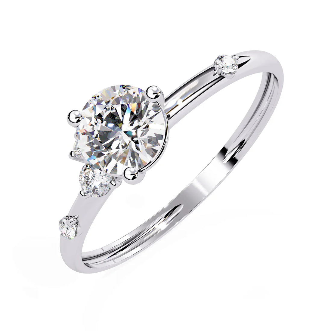 Classic Round Solitaire Engagement Ring with Rubies