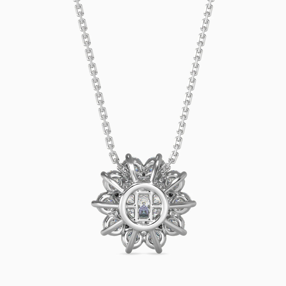 1 Carat Round Cut Solitaire Centre Diamond Flower Pendant