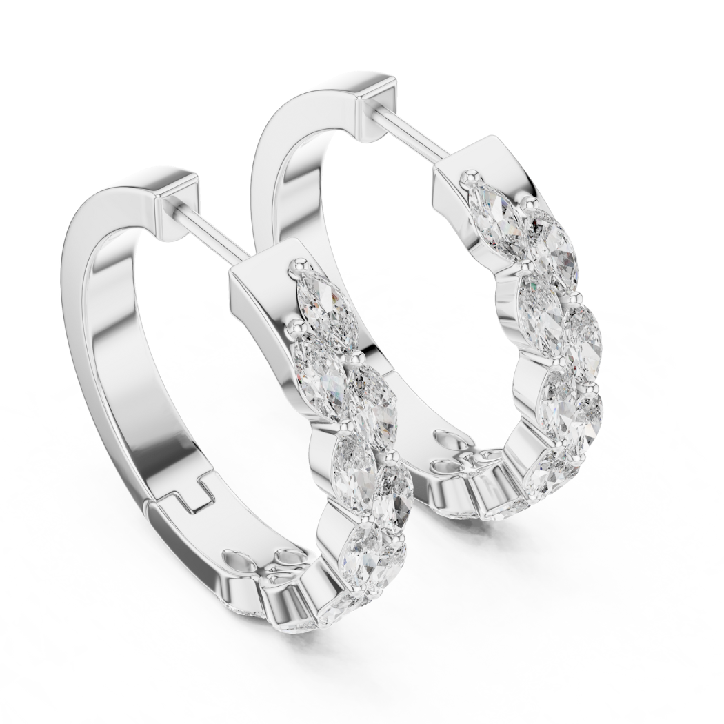 Marquise-Cut Diamond Inside-Out Hoop Earrings