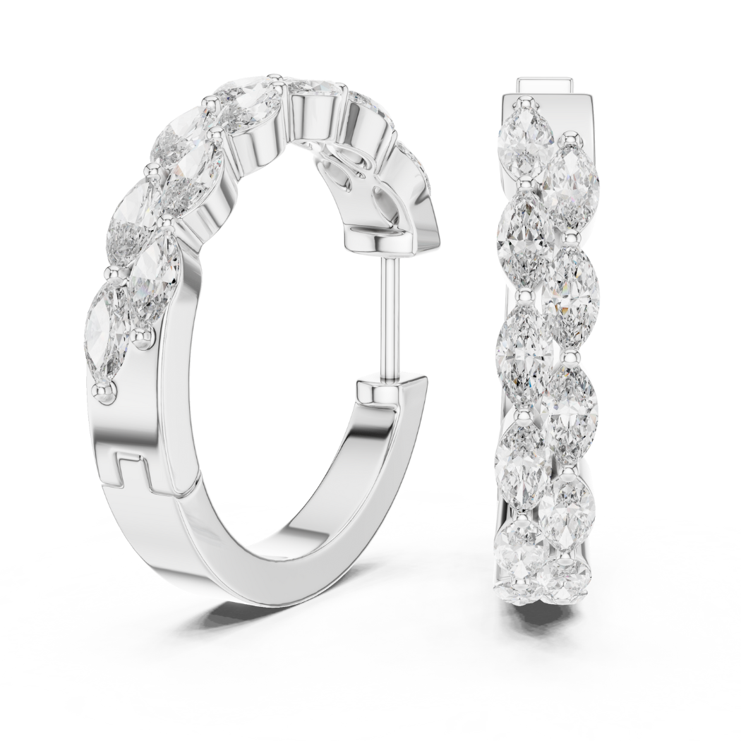 Marquise-Cut Diamond Inside-Out Hoop Earrings