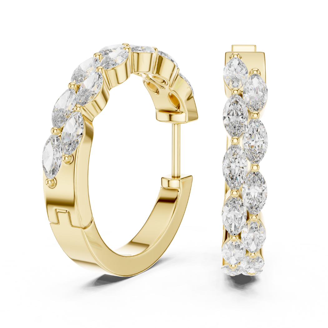 Marquise-Cut Diamond Inside-Out Hoop Earrings