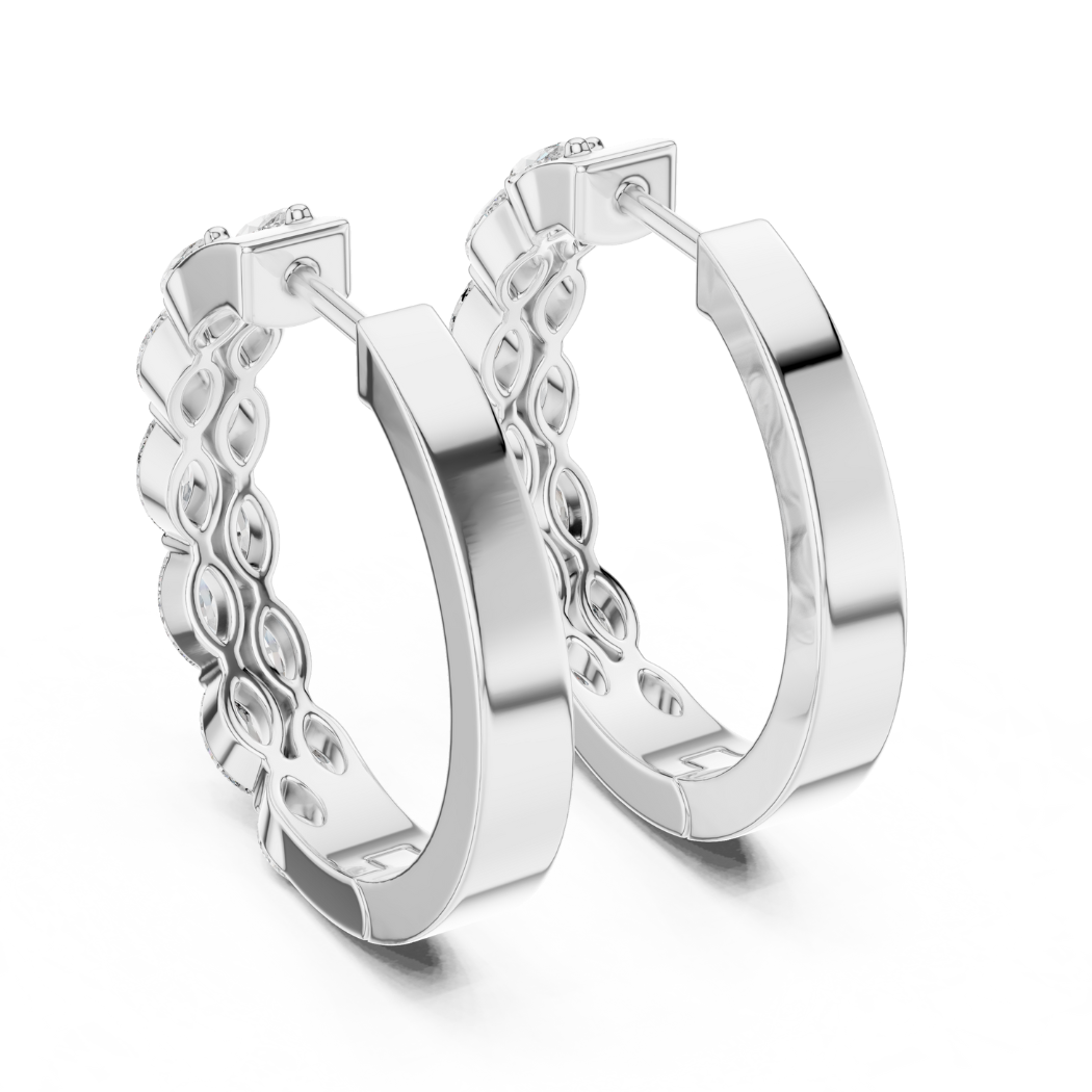 Marquise-Cut Diamond Inside-Out Hoop Earrings