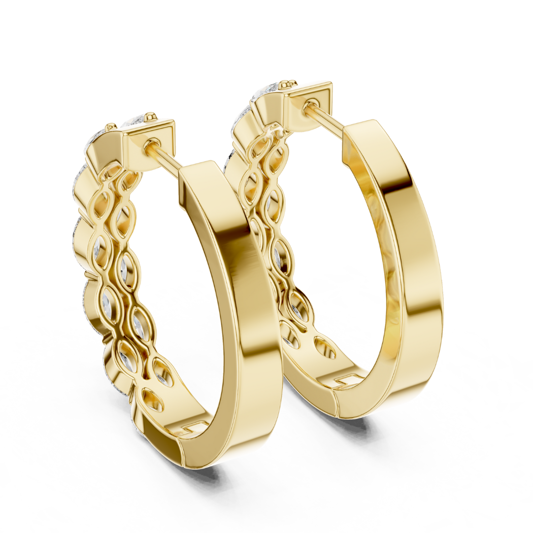 Marquise-Cut Diamond Inside-Out Hoop Earrings