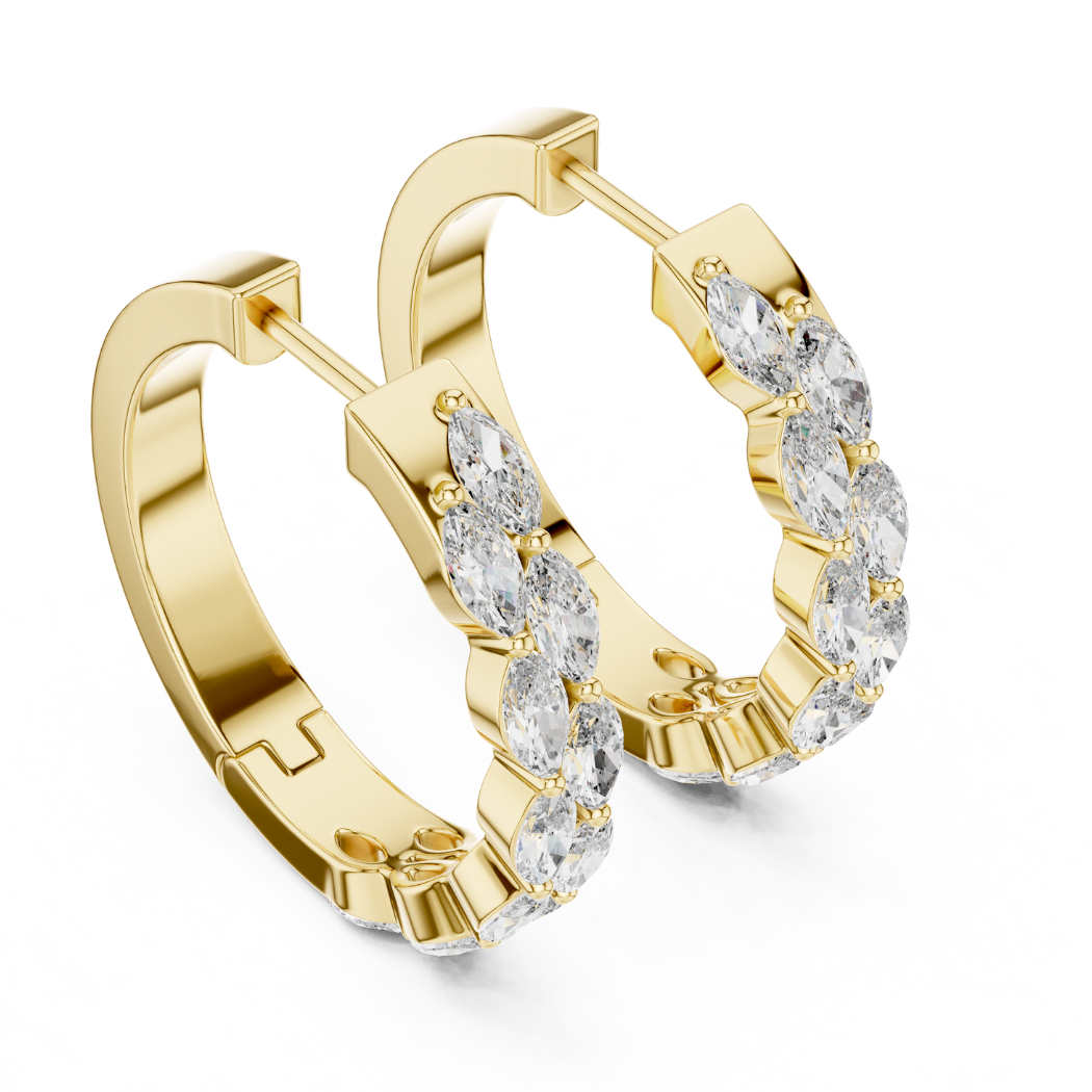 Marquise-Cut Diamond Inside-Out Hoop Earrings