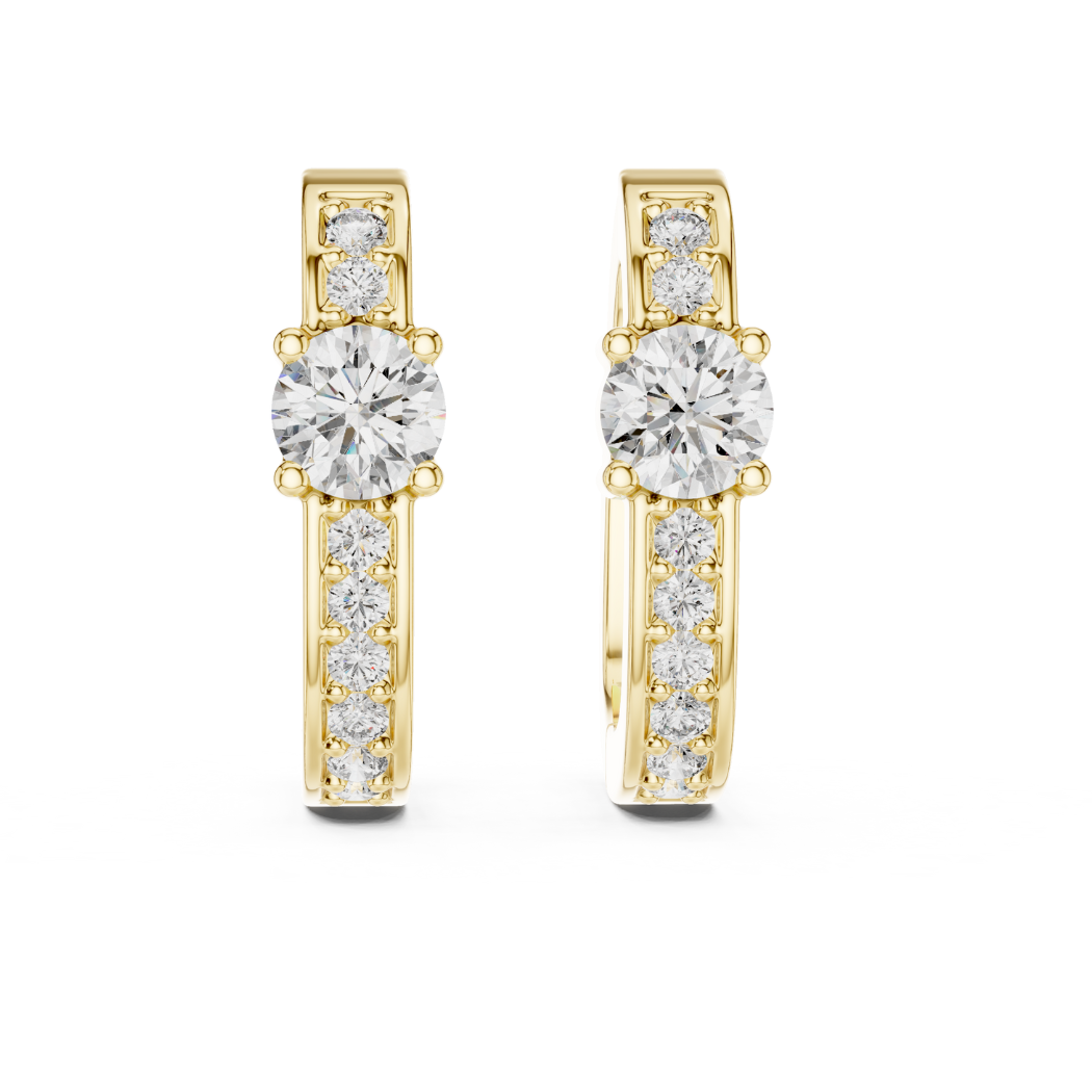 Classic Round Diamond Huggie Hoop Earrings