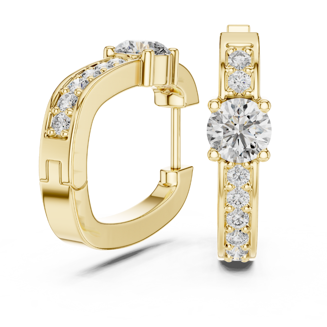 Classic Round Diamond Huggie Hoop Earrings