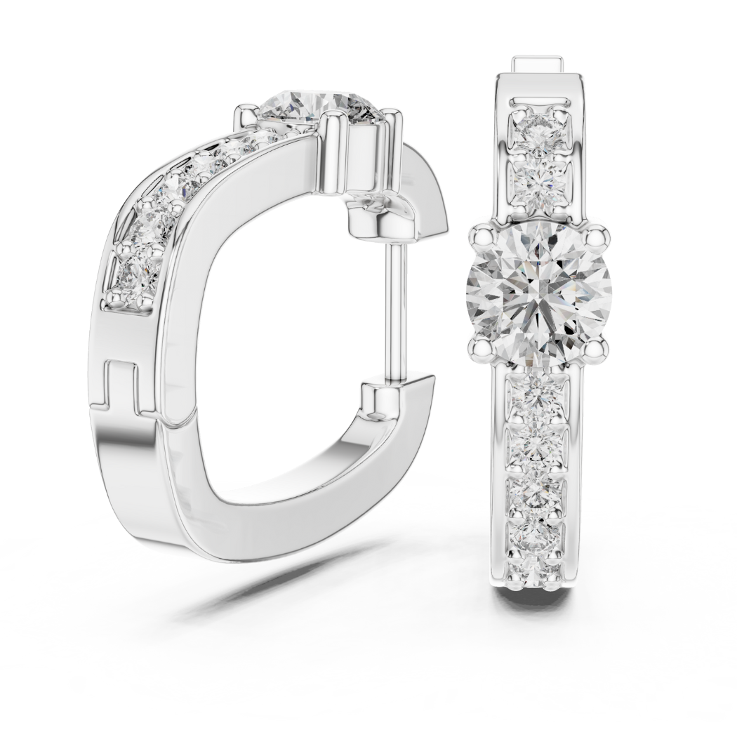 Classic Round Diamond Huggie Hoop Earrings