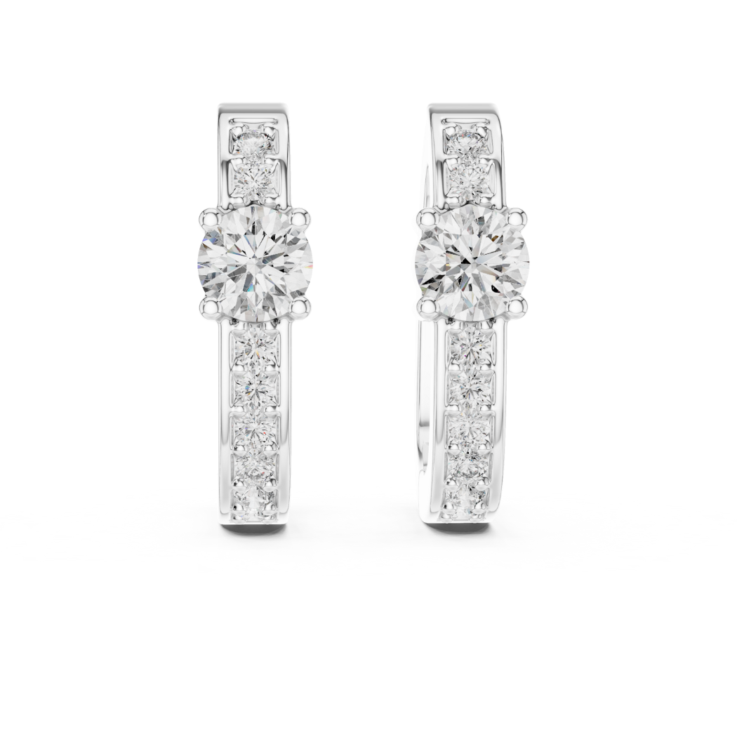 Classic Round Diamond Huggie Hoop Earrings