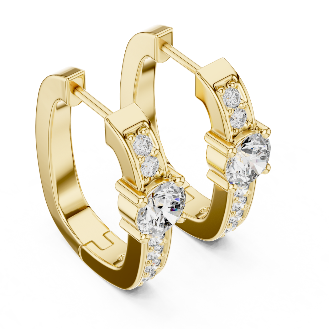 Classic Round Diamond Huggie Hoop Earrings