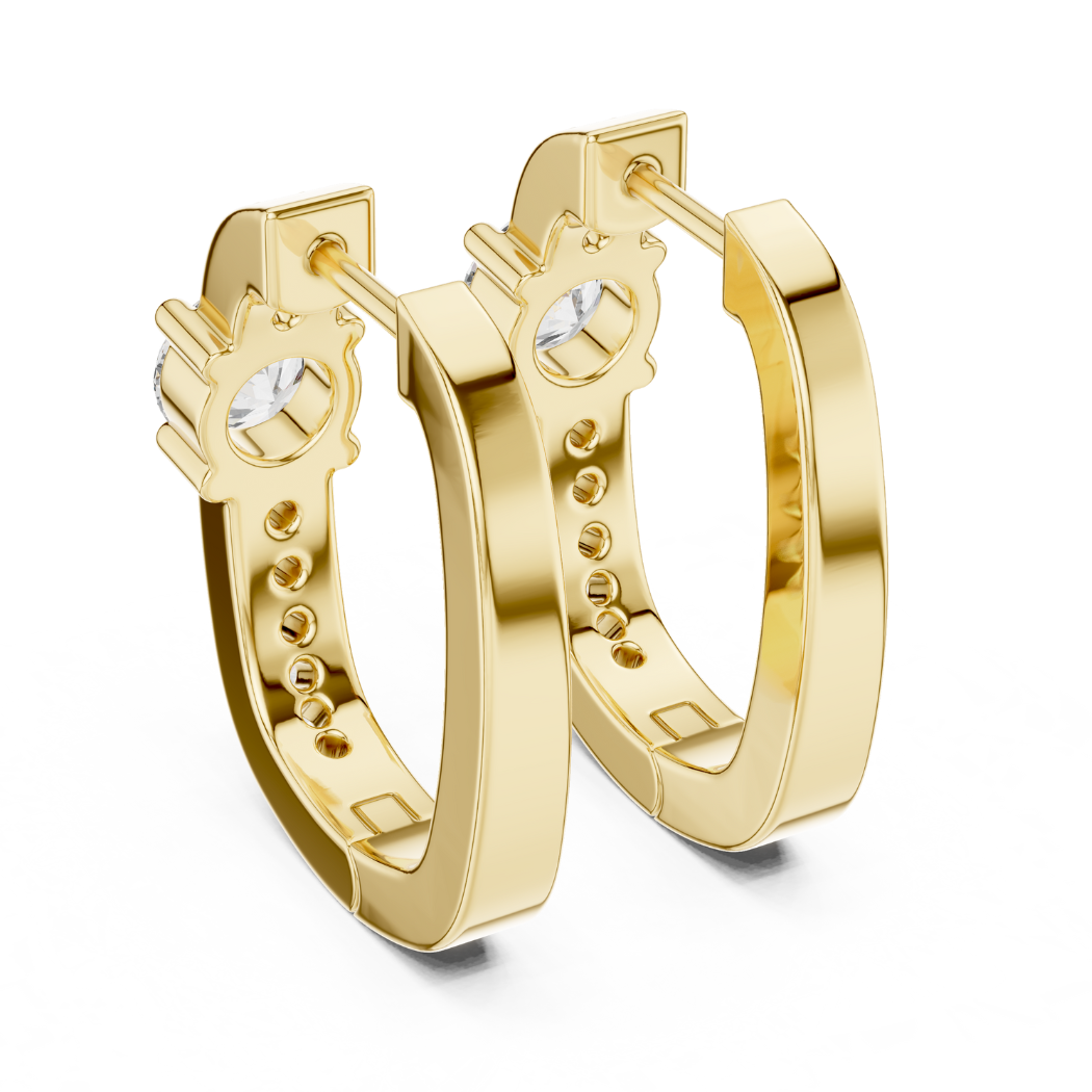 Classic Round Diamond Huggie Hoop Earrings