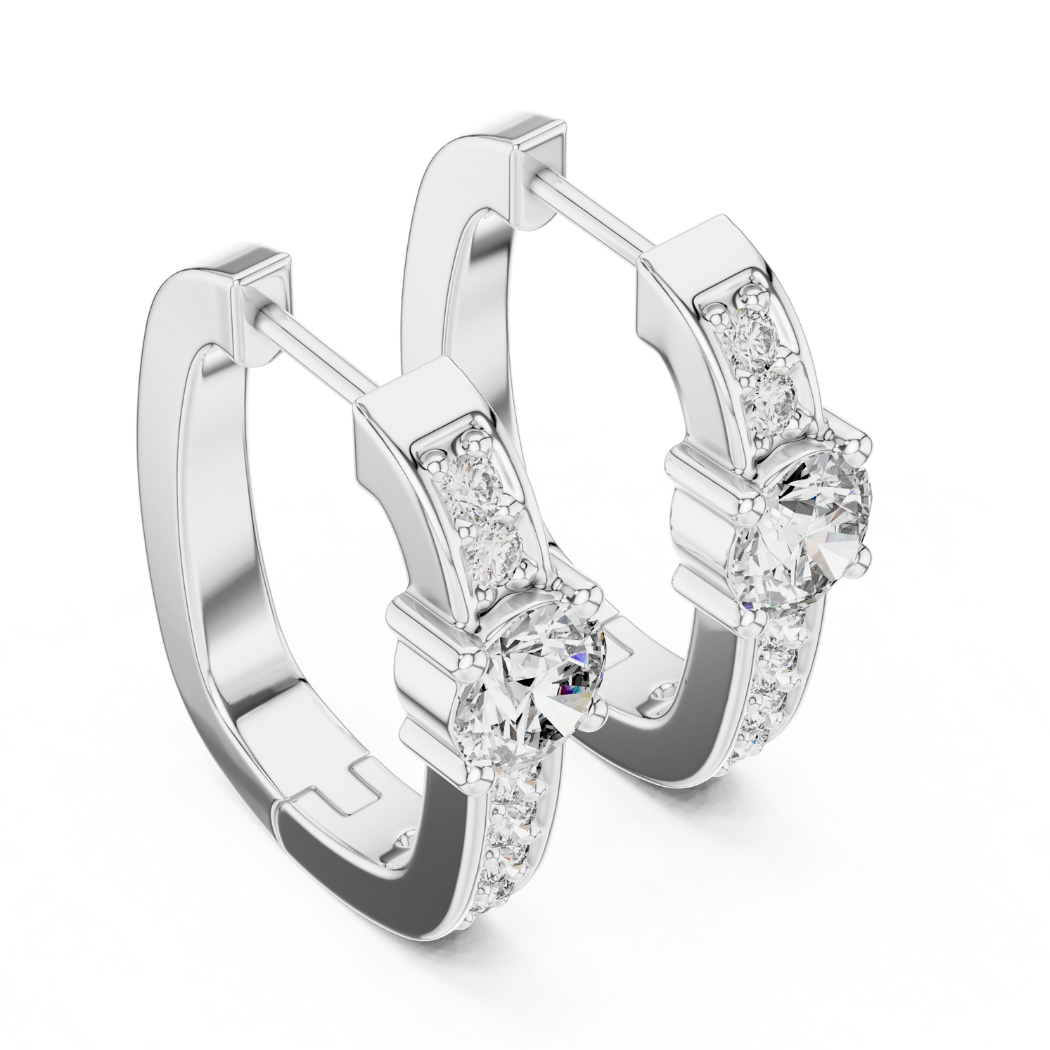 Classic Round Diamond Huggie Hoop Earrings