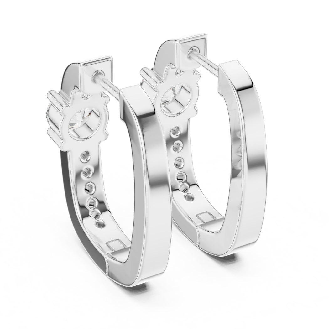 Classic Round Diamond Huggie Hoop Earrings