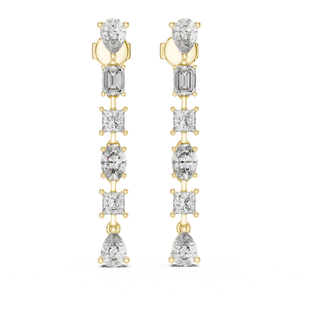 Multi-Cut Vertical Diamond Drop Earrings