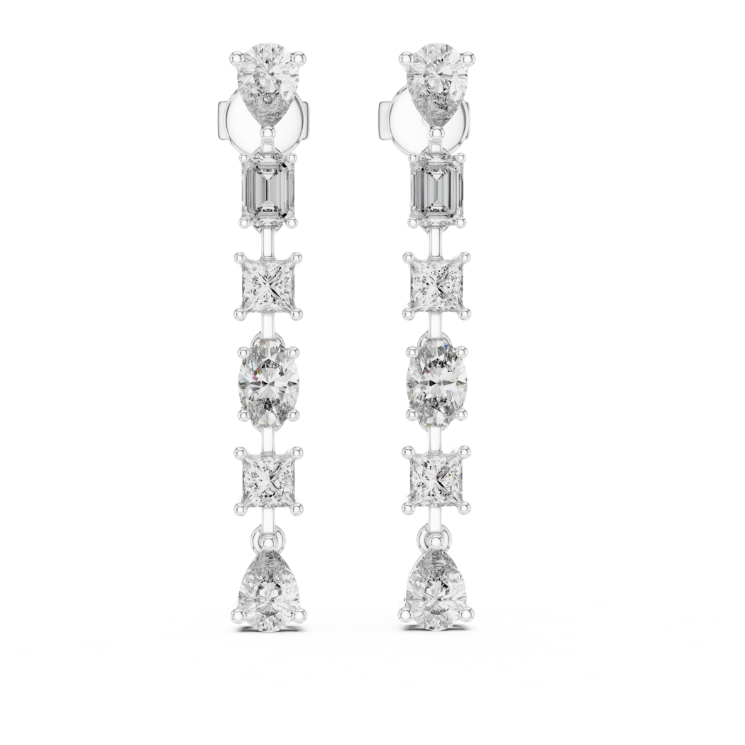 Multi-Cut Vertical Diamond Drop Earrings