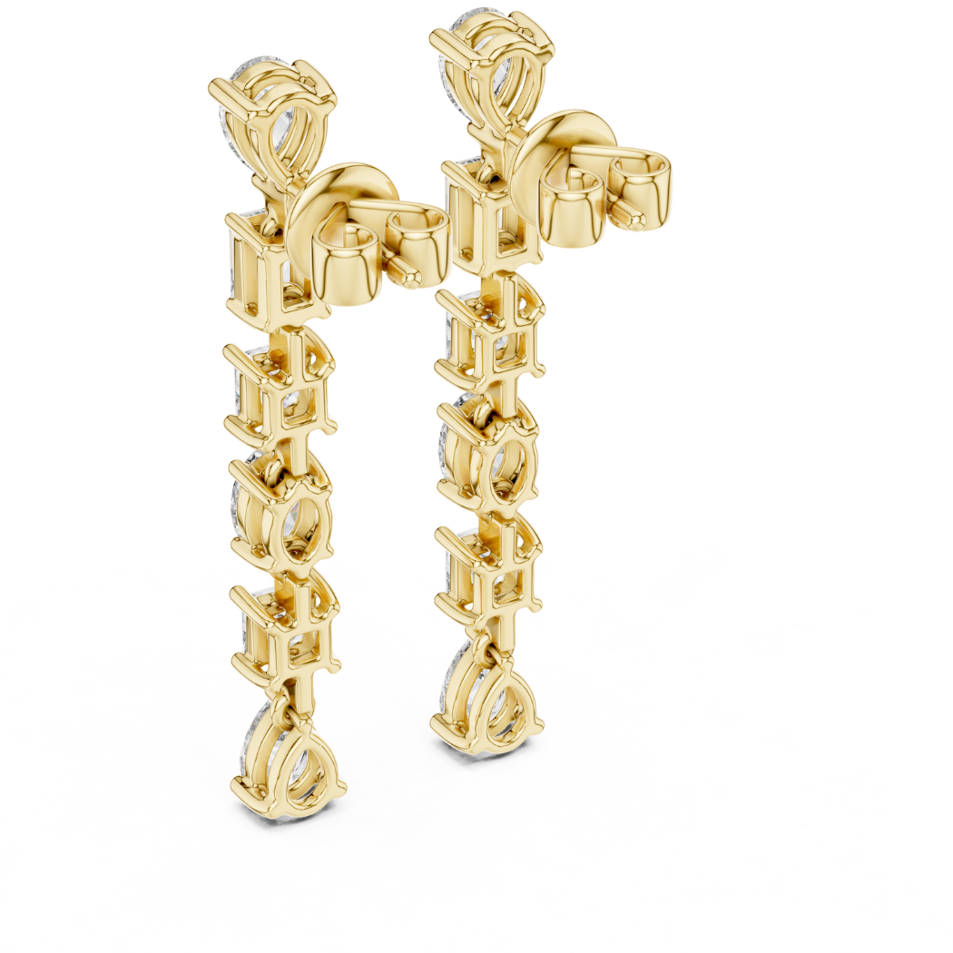 Multi-Cut Vertical Diamond Drop Earrings